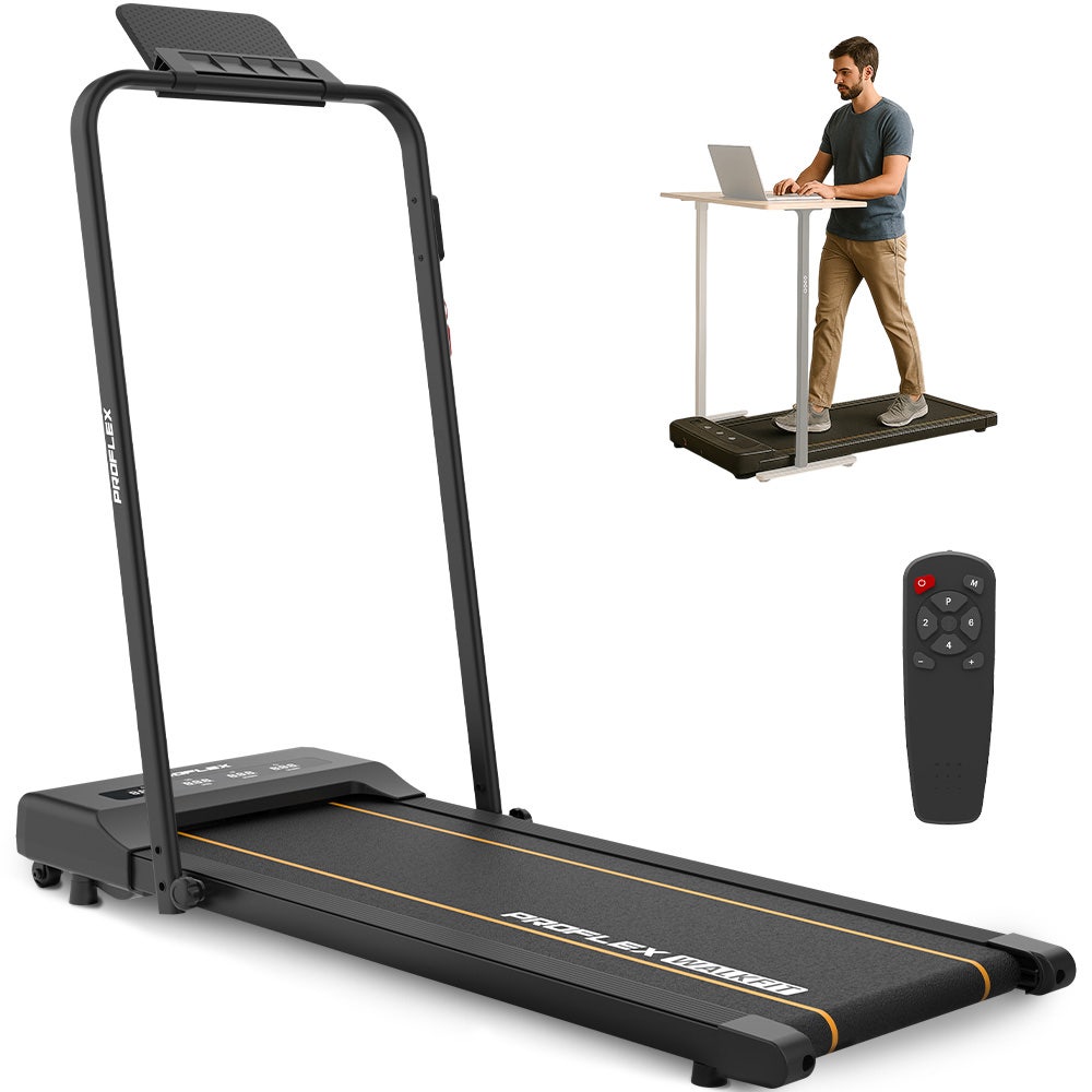Treadmills: PROFLEX Electric Walking Pad Under Desk Treadmill, Remote Control, Compact Foldable Size, Tablet Holder, LCD Display, Walk or Light Jog