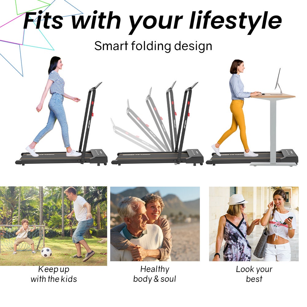 Treadmills: PROFLEX Electric Walking Pad Under Desk Treadmill, Remote Control, Compact Foldable Size, Tablet Holder, LCD Display, Walk or Light Jog