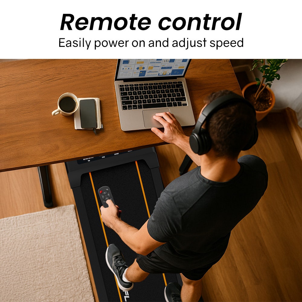 Treadmills: PROFLEX Electric Walking Pad Under Desk Treadmill, Remote Control, Compact Foldable Size, Tablet Holder, LCD Display, Walk or Light Jog
