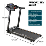 Treadmills: PROFLEX TRX3 Electric Treadmill, Compact Size, Foldable, USB/MP3, Pulse Sensors