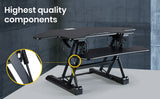 Desks: Fortia Corner Desk Riser 110cm Wide Adjustable Sit to Stand for Dual Monitor, Keyboard, Laptop, Black