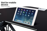 Desks: Fortia Corner Desk Riser 110cm Wide Adjustable Sit to Stand for Dual Monitor, Keyboard, Laptop, Black