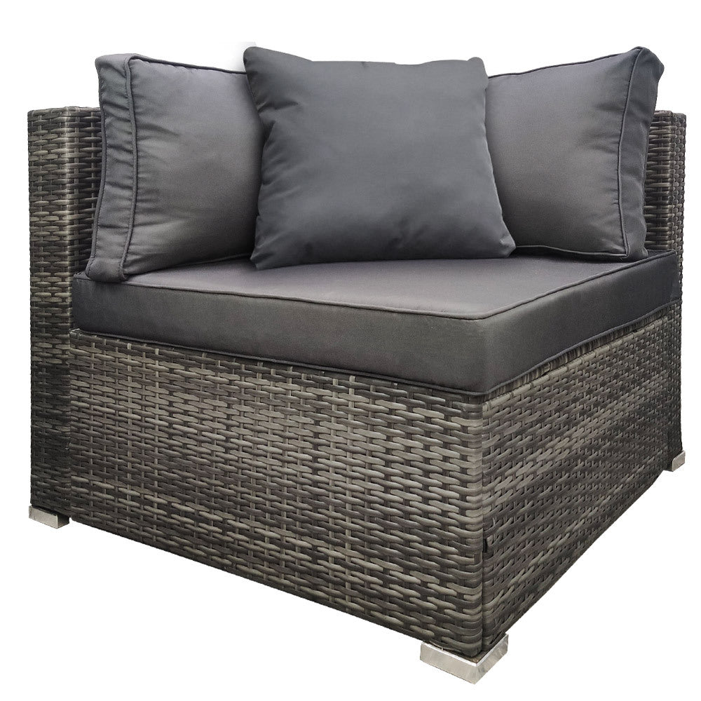 Outdoor Sofas & Lounge Sets: LONDON RATTAN 1 Seater Outdoor Corner Modular Lounge Chair, Grey
