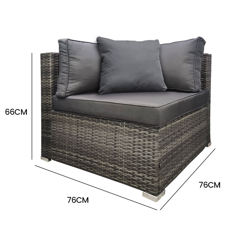 Outdoor Sofas & Lounge Sets: LONDON RATTAN 1 Seater Outdoor Corner Modular Lounge Chair, Grey