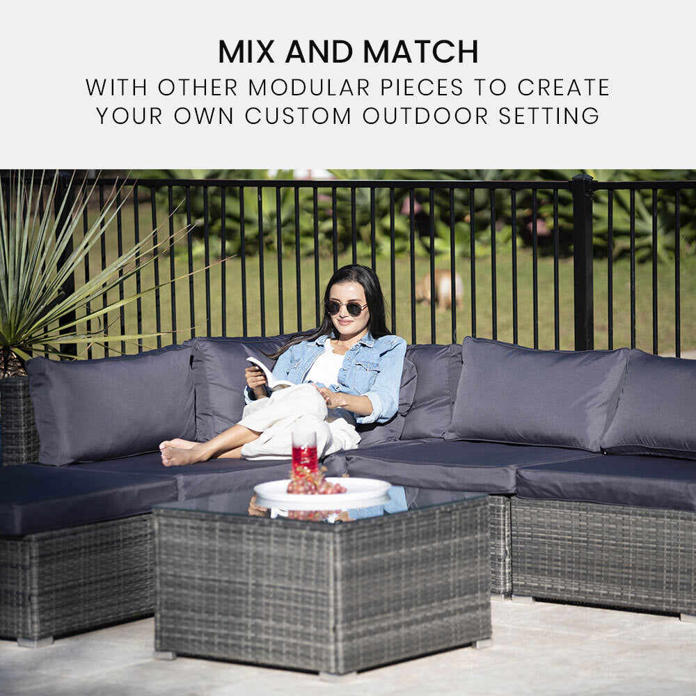 Outdoor Chairs: LONDON RATTAN Outdoor Wicker Coffee Table Patio Furniture 1 Piece, Grey