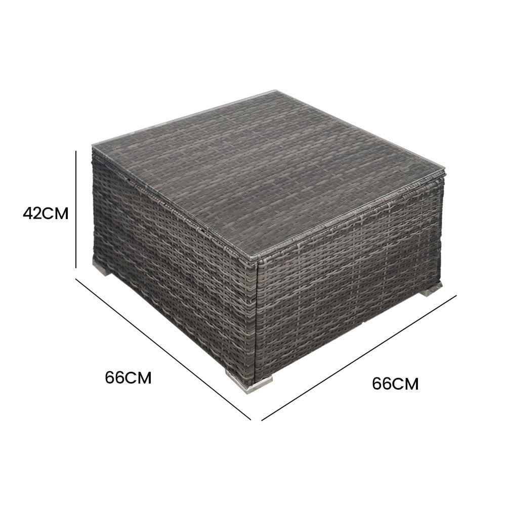 Outdoor Chairs: LONDON RATTAN Outdoor Wicker Coffee Table Patio Furniture 1 Piece, Grey