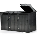 Sheds: PLANTCRAFT Triple Steel Wheelie Garbage Bin Storage Shed, Enclosure with 3 Opening Doors