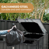 Sheds: PLANTCRAFT Triple Steel Wheelie Garbage Bin Storage Shed, Enclosure with 3 Opening Doors