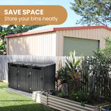 Sheds: PLANTCRAFT Triple Steel Wheelie Garbage Bin Storage Shed, Enclosure with 3 Opening Doors