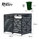 Sheds: PlantCraft Double Wood Wheelie Bins Storage Shed, 2 Door Garbage Rubbish Bin Enclosure