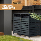 Sheds: PlantCraft Double Wood Wheelie Bins Storage Shed, 2 Door Garbage Rubbish Bin Enclosure