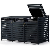 Sheds: PlantCraft Triple Wood Wheelie Bins Storage Shed, 3 Door Garbage Rubbish Bin Enclosure