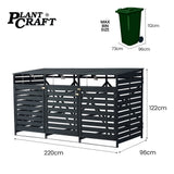 Sheds: PlantCraft Triple Wood Wheelie Bins Storage Shed, 3 Door Garbage Rubbish Bin Enclosure