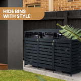 Sheds: PlantCraft Triple Wood Wheelie Bins Storage Shed, 3 Door Garbage Rubbish Bin Enclosure