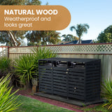 Sheds: PlantCraft Triple Wood Wheelie Bins Storage Shed, 3 Door Garbage Rubbish Bin Enclosure