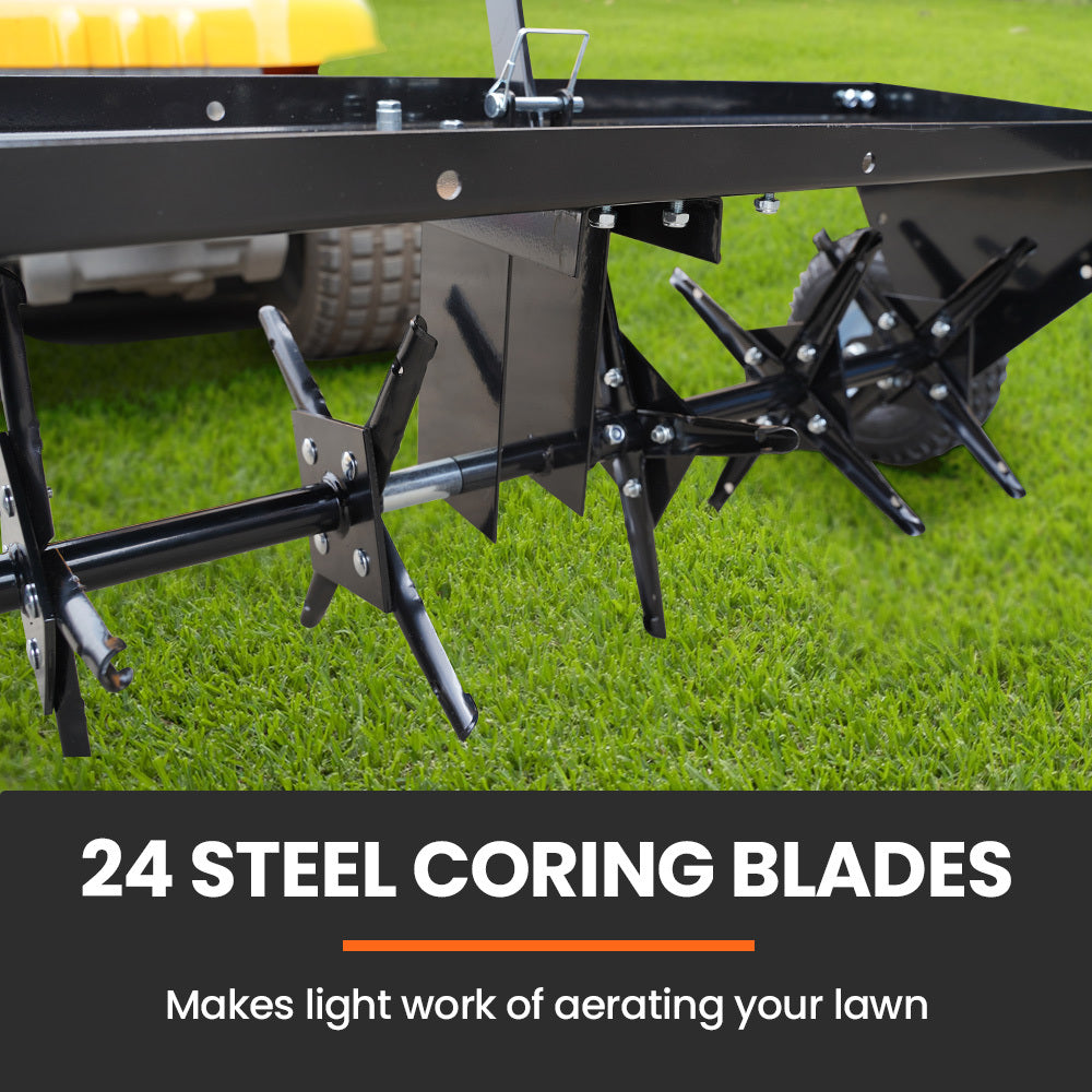 Lawn Rollers: PlantCraft Tow Behind Plug Lawn Aerator 1m (40") Wide, Universal Hitch for Ride on Mower, Garden Tractor