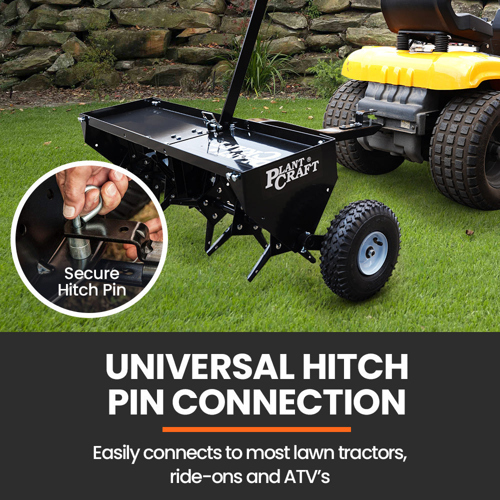 Lawn Rollers: PlantCraft Tow Behind Plug Lawn Aerator 1m (40") Wide, Universal Hitch for Ride on Mower, Garden Tractor