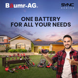BAUMR-AG 370SX 40V SYNC Cordless Lawn Aerator & Scarifier, Skin Only, Brushless, Scarifying Blade and Dethatcher Rake Cartridges, 4 Depths
