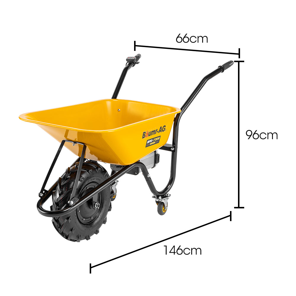 Baumr-AG 36V Battery Powered Wheelbarrow Motorised Electric, 80L Bucket Volume, 260kg Capacity