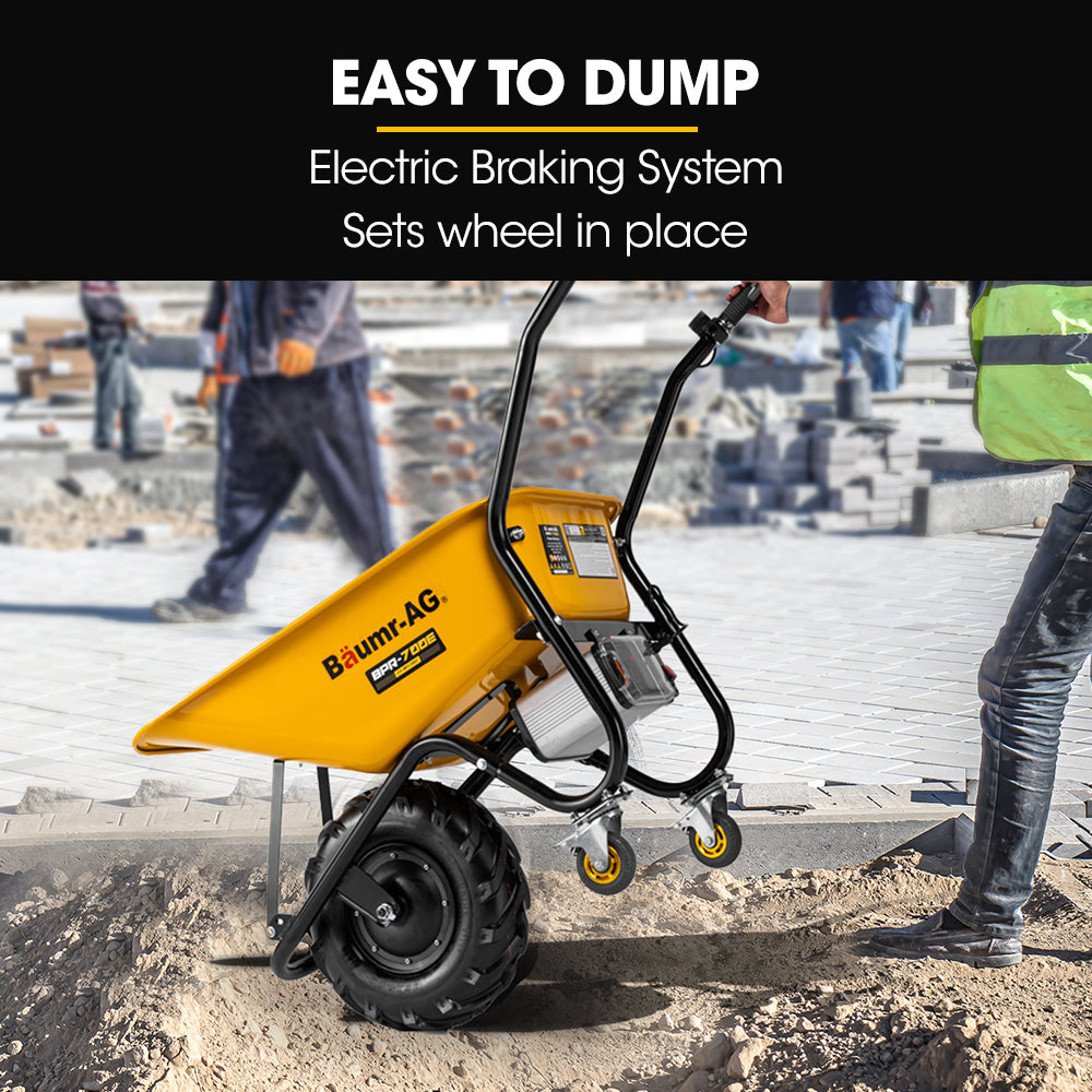 Baumr-AG 36V Battery Powered Wheelbarrow Motorised Electric, 80L Bucket Volume, 260kg Capacity
