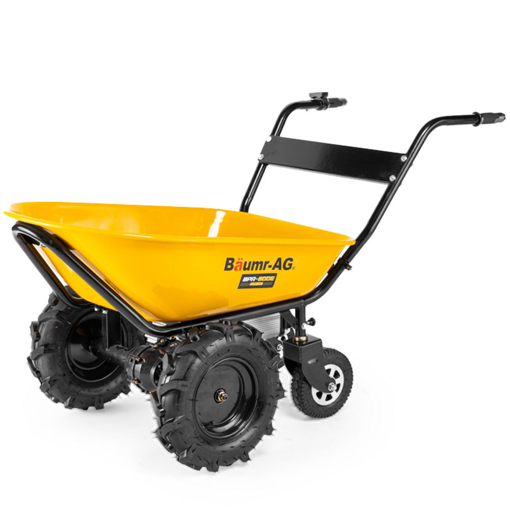 Spreaders & Wheelbarrows: Baumr-AG 40V Battery Powered Wheelbarrow Motorised Electric, 100L Bucket Volume, 4 Wheel, 260kg Capacity