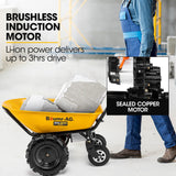 Spreaders & Wheelbarrows: Baumr-AG 40V Battery Powered Wheelbarrow Motorised Electric, 100L Bucket Volume, 4 Wheel, 260kg Capacity