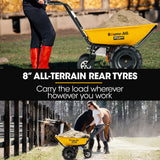 Spreaders & Wheelbarrows: Baumr-AG 40V Battery Powered Wheelbarrow Motorised Electric, 100L Bucket Volume, 4 Wheel, 260kg Capacity
