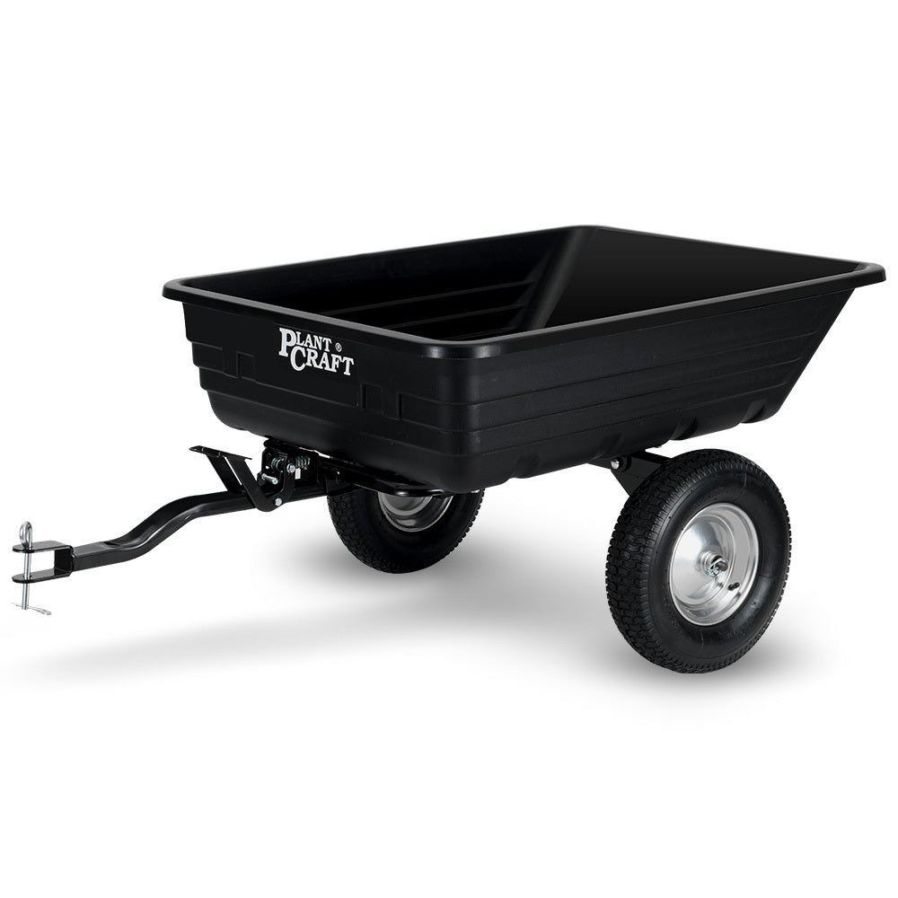 Spreaders & Wheelbarrows: PlantCraft Poly Dump Cart, 272kg Load Heavy Duty Tipper Trailer, 16-inch Tyres, for Ride-on Lawn Mower Tractor, ATV, Quad Bike
