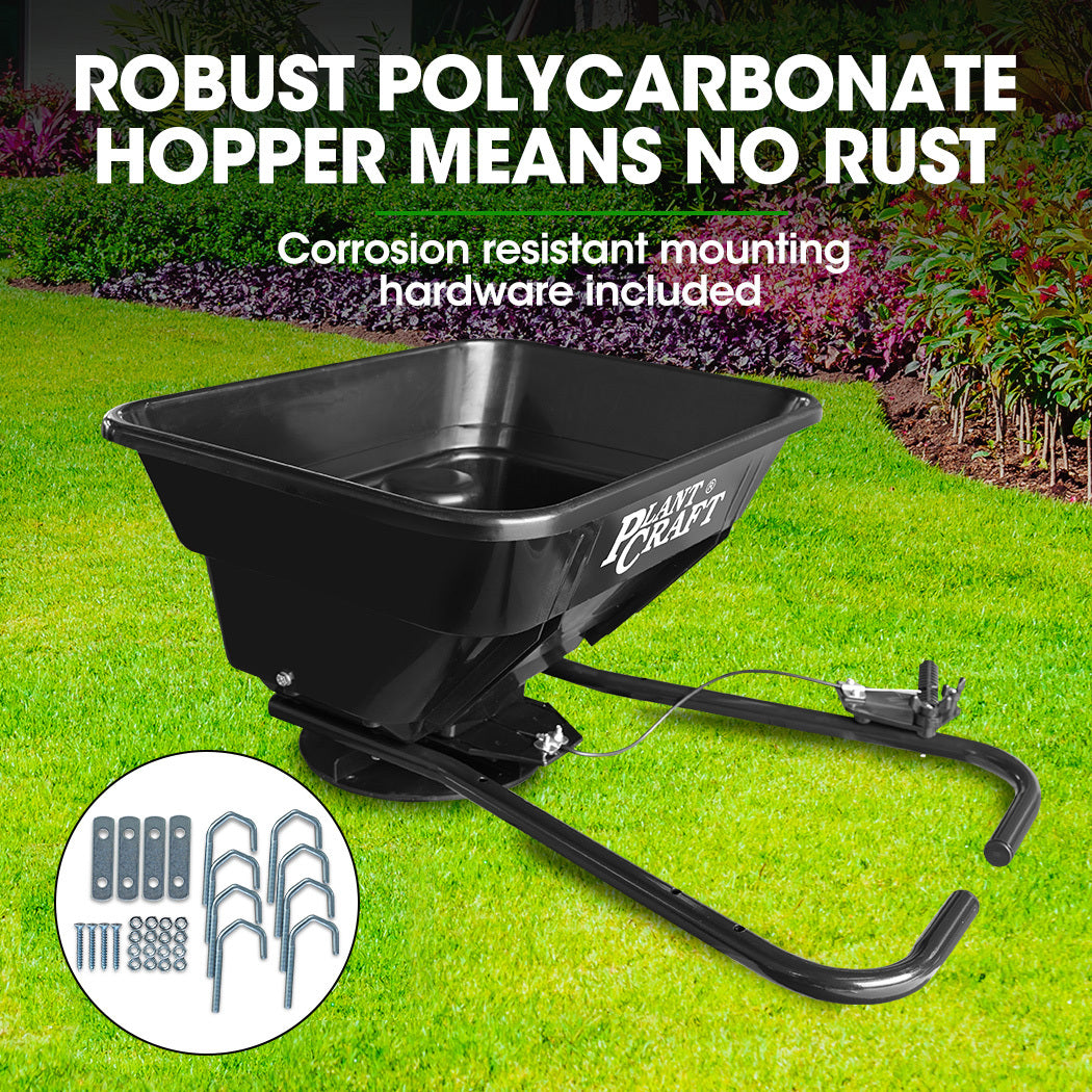 Spreaders & Wheelbarrows: PLANTCRAFT Spreader 12V 36kg 30L Lawn Seed Fertiliser, for ATV, Ride on Mower, with Rain Cover