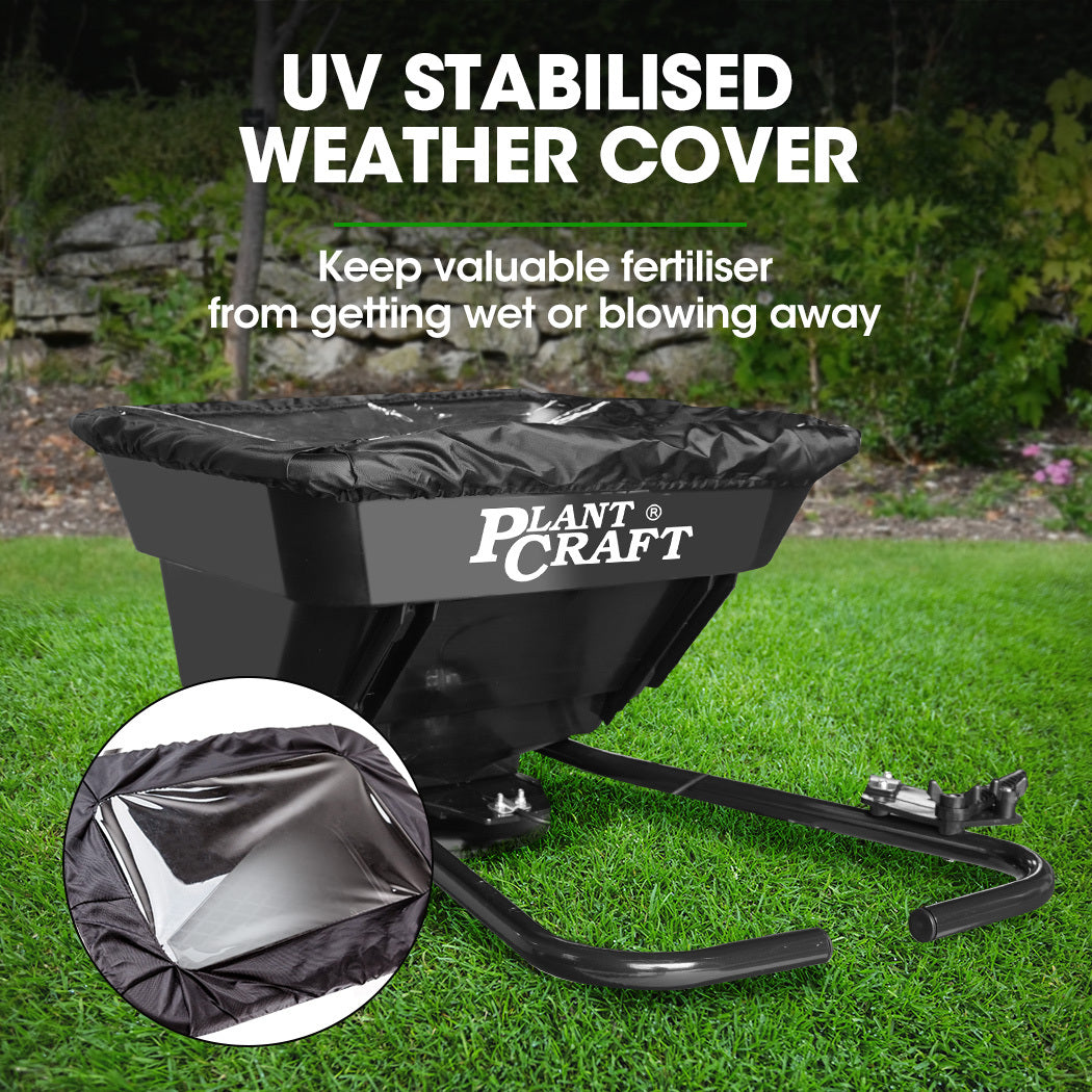 Spreaders & Wheelbarrows: PLANTCRAFT Spreader 12V 36kg 30L Lawn Seed Fertiliser, for ATV, Ride on Mower, with Rain Cover