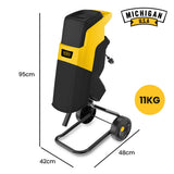 Outdoor Power Equipment: MICHIGAN 2400W Electric Garden Mulcher Shredder, Portable Wood Chipper, Push Stick, 40L Collection Bag