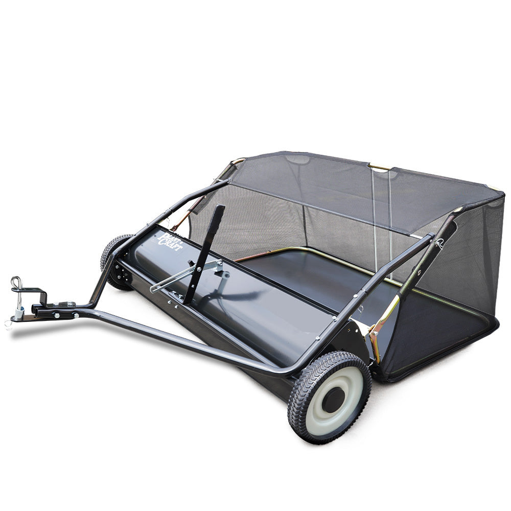Gardening Tools: PlantCraft Lawn Sweeper 48" Wide, Tow Behind Leaf and Grass Clipping Collector, Universal Hitch for Ride on Mower, Garden Tractor
