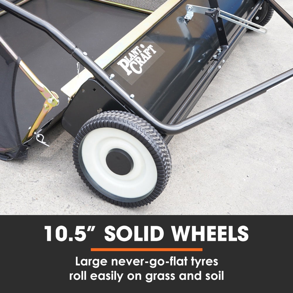 Gardening Tools: PlantCraft Lawn Sweeper 48" Wide, Tow Behind Leaf and Grass Clipping Collector, Universal Hitch for Ride on Mower, Garden Tractor