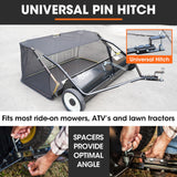 Gardening Tools: PlantCraft Lawn Sweeper 48" Wide, Tow Behind Leaf and Grass Clipping Collector, Universal Hitch for Ride on Mower, Garden Tractor