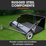 Gardening Tools: PlantCraft Lawn Sweeper 48" Wide, Tow Behind Leaf and Grass Clipping Collector, Universal Hitch for Ride on Mower, Garden Tractor