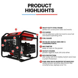 Batteries & Generators: GENPOWER 3.6kW Peak 3.2kW Open Frame Inverter Generator, 2x15A, 11L Tank, Portable, Backup