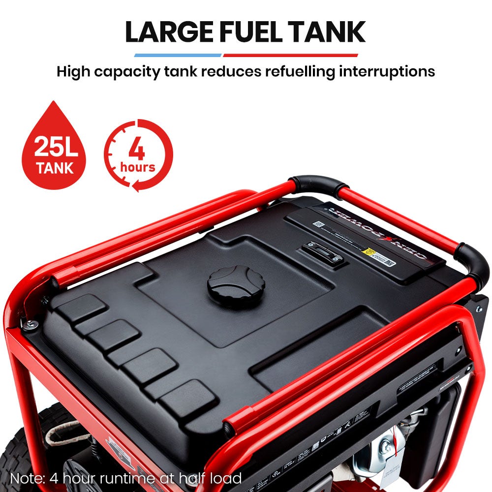 GENPOWER Portable Petrol Generator 8.4kW Max 6kW Rated Single Phase 18HP 420cc 4-Stroke Engine