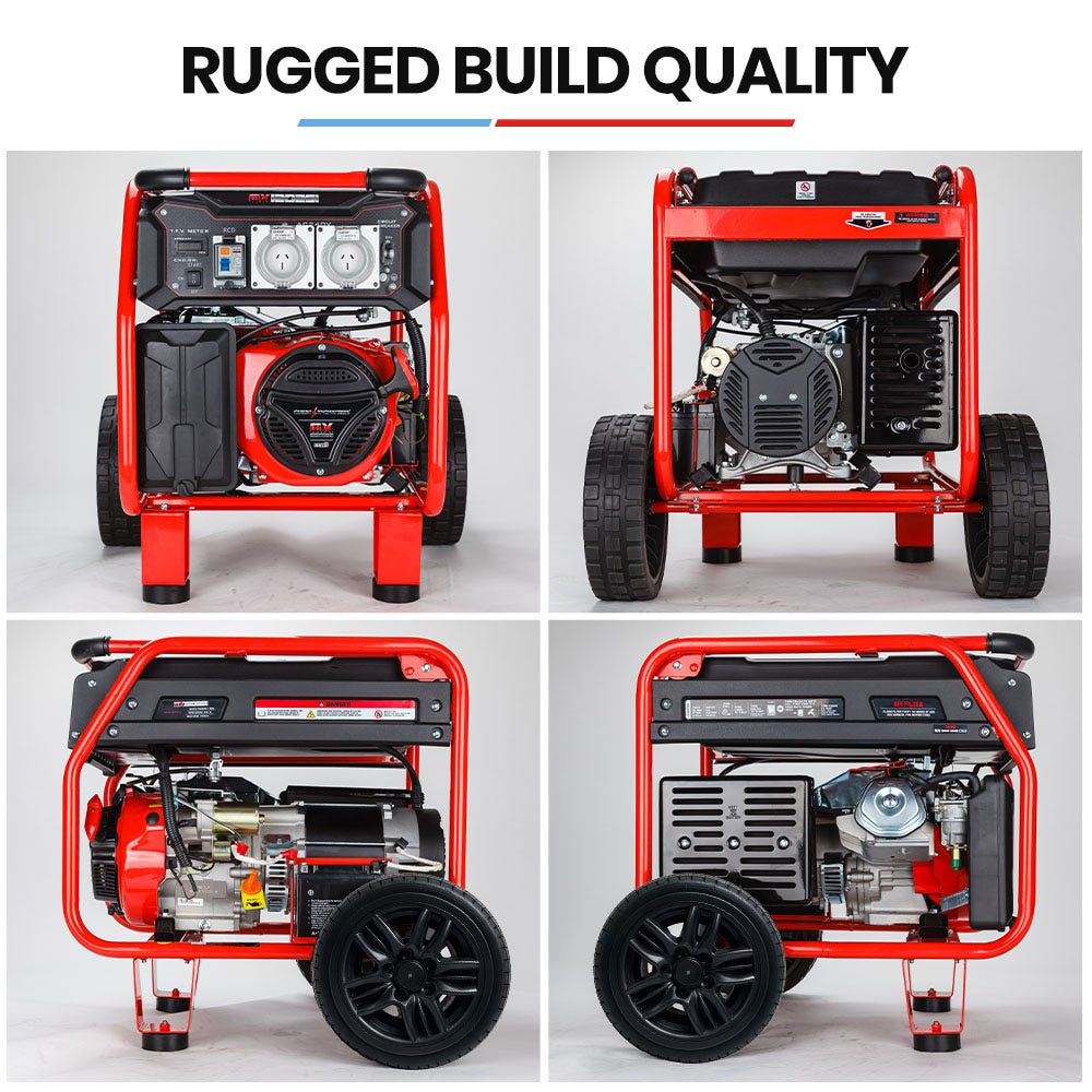 GENPOWER Portable Petrol Generator 8.4kW Max 6kW Rated Single Phase 18HP 420cc 4-Stroke Engine