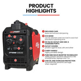Batteries & Generators: GENPOWER 1.2kW Peak 1.0kW Inverter Generator, Portable Lightweight Camping