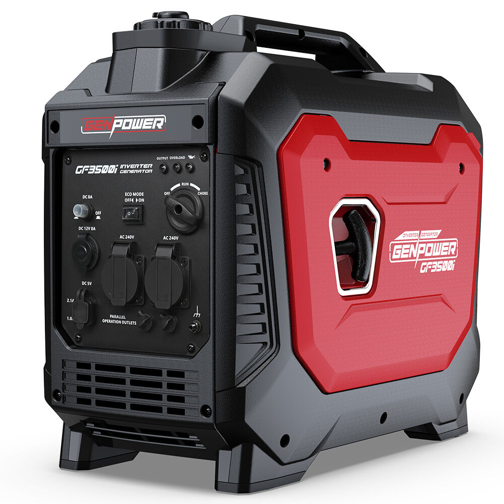 Batteries & Generators: GENPOWER 3.5kW Peak 3kW Enclosed Inverter Generator, 2x15A, 12V, USB, Portable, Compact, Camping, Backup