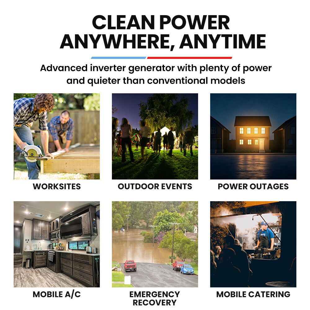 Batteries & Generators: GENPOWER 4.7kW Peak 3.8kW Inverter Generator, Push Button & Remote Start, Portable w/ Wheels, Camping, Backup, Mobile A/C