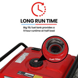 Batteries & Generators: GENPOWER 6kW Peak 5kW Open Frame Inverter Generator, 3x15A, 15L Tank, Wheels, RCD, Portable, Backup