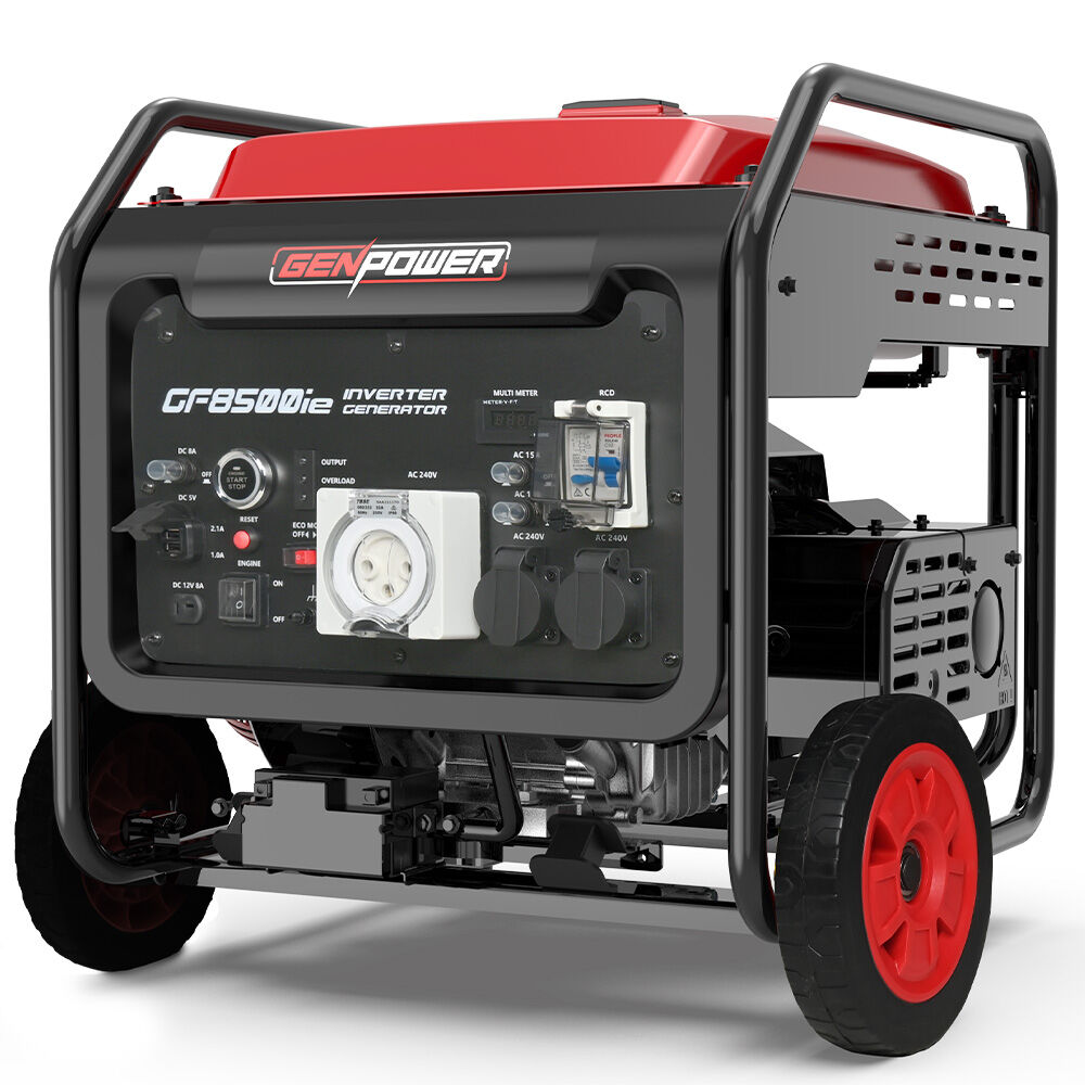 Batteries & Generators: GENPOWER 8.5kW Peak 7.2kw Open Frame Inverter Generator, Push-Button Start, 2x15A, 1x32A, 20L Tank, Wheels, RCD, Portable, Backup