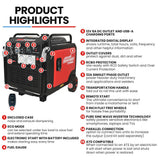 Batteries & Generators: GENPOWER 8.5kW Peak 8.2kW Inverter Generator, Push Button & Remote Start, ATS Compatible, RCD, Portable w/ Wheels, 27L Fuel Tank, Grid Power Home Backup