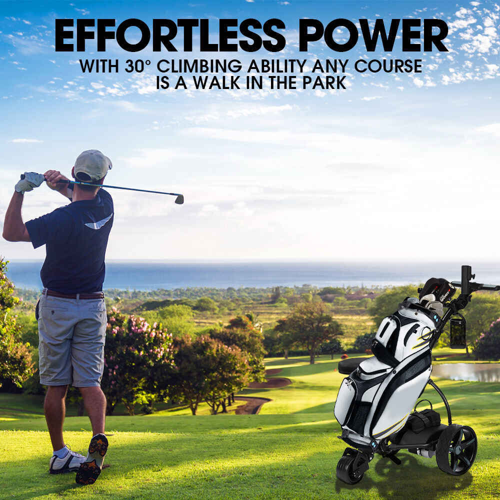 Golf Accessories: THOMSON E5000 Pro Lithium Golf Buggy, 36 Hole, Only 12kg, Easy Fold, Electric Motorised Buggy Trolley Cart w/ Seat, Black