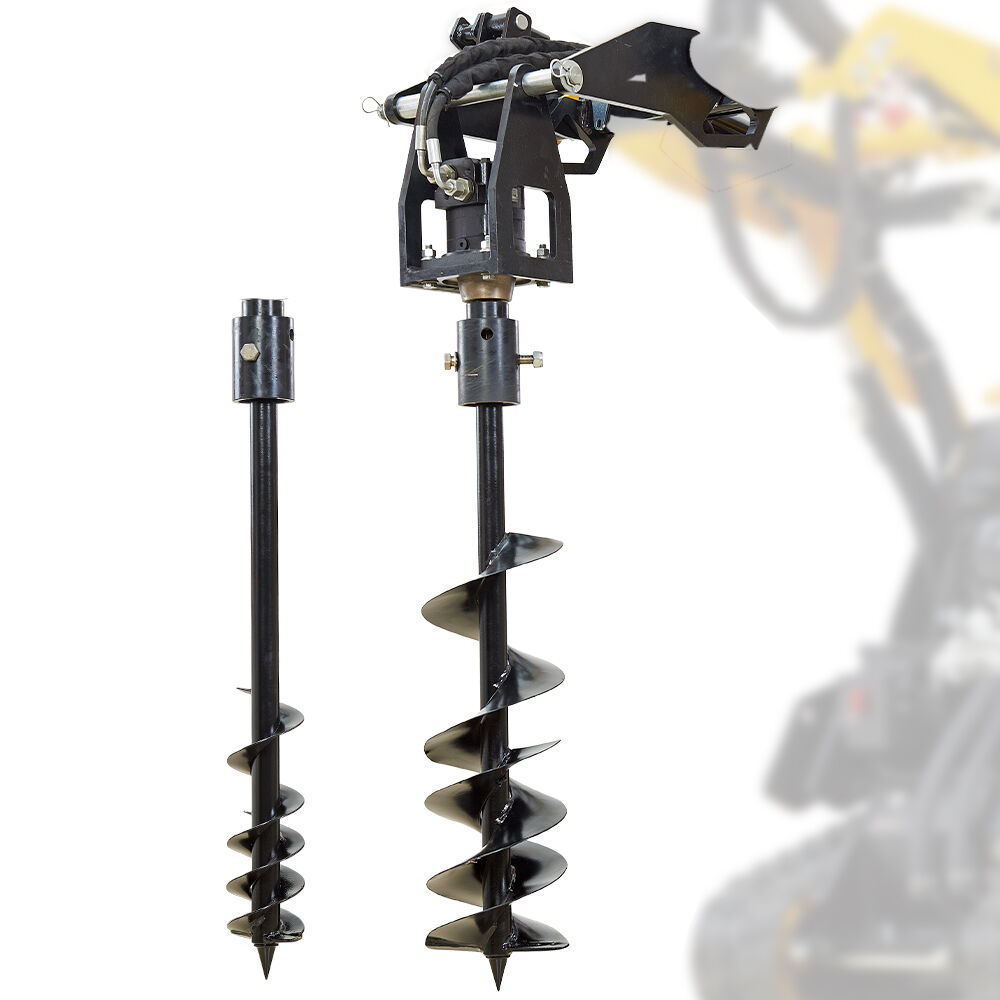 Outdoor Power Equipment: BAUMR-AG Post Hole Auger for BSR5000 Mini Loader Skid Steer, with 100mm & 200mm Bits, Quick Connect Hydraulics