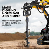 Outdoor Power Equipment: BAUMR-AG Post Hole Auger for BSR5000 Mini Loader Skid Steer, with 100mm & 200mm Bits, Quick Connect Hydraulics