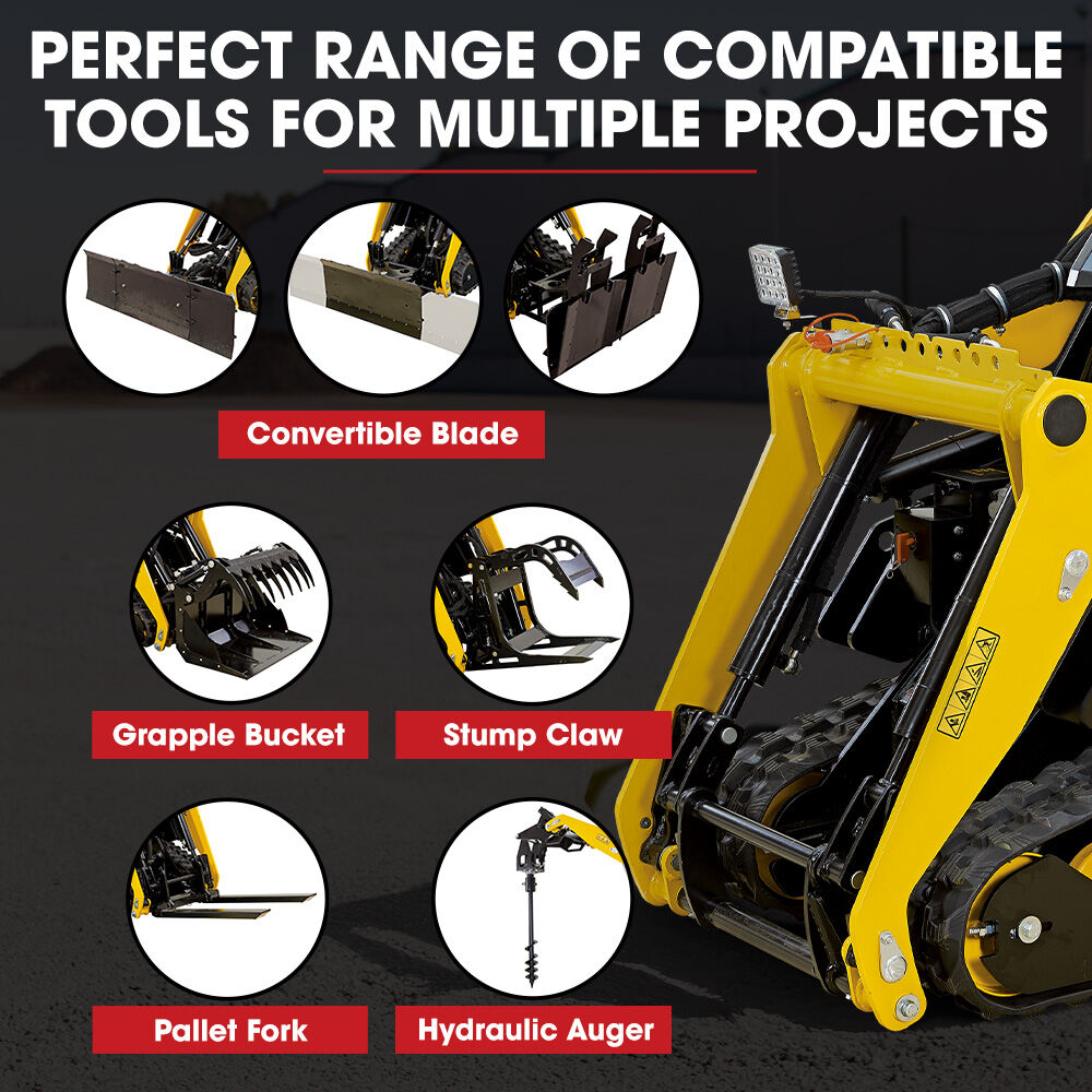 Outdoor Power Equipment: BAUMR-AG Post Hole Auger for BSR5000 Mini Loader Skid Steer, with 100mm & 200mm Bits, Quick Connect Hydraulics