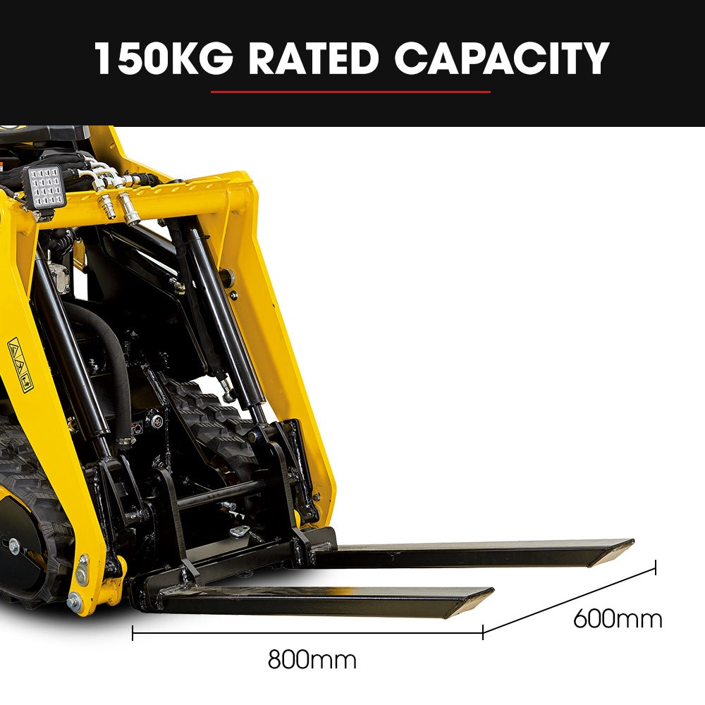Outdoor Power Equipment: BAUMR-AG Pallet Forks Accessory for BSR5000 Mini Loader Skid Steer, Quick Connect Hydraulics, 150kg Rated Capacity