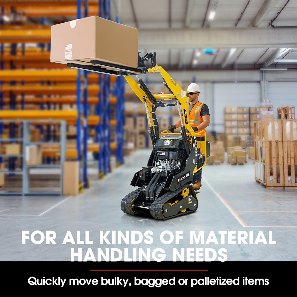 Outdoor Power Equipment: BAUMR-AG Pallet Forks Accessory for BSR5000 Mini Loader Skid Steer, Quick Connect Hydraulics, 150kg Rated Capacity